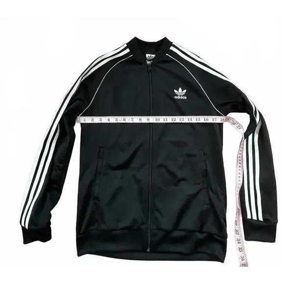 Adidas Black Track Jacket with White Stripes - Picture 3 of 6